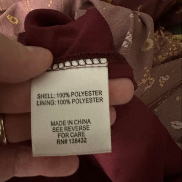 ModCloth Lively Identity Burgundy Floral Short Sleeve Mini Dress Size L NEW - Picture 9 of 13